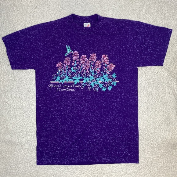 1992 Glacier National Park Floral T-Shirt: Size Medium - Picture 1 of 11